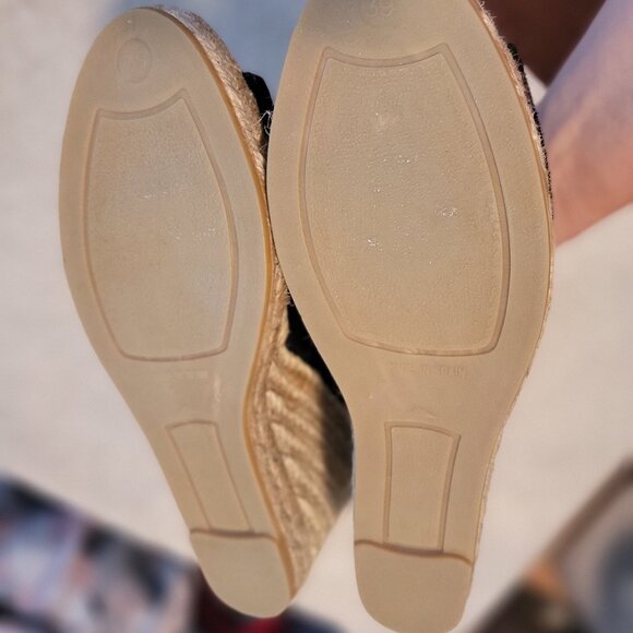 Gaimo Suede Wedges Black Slip On Slide Peep Toe Espadrille - Picture 8 of 14